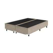 Base Cama Box Bipartido Casal Suede Bege 40x138x188