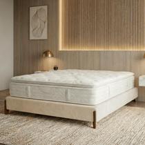 Base Cama Box Casal 148cm Orgânica Thor Bouclê Pés Madeira Base Cama Box Casal 148cm Orgânica Thor Bouclê Pés Madeira