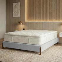 Base Cama Box Casal 148cm Orgânica Thor Bouclê Pés Madeira Base Cama Box Casal 148cm Orgânica Thor Bouclê Pés Madeira