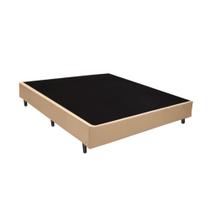 Base Cama Box Casal Bege Sintetico Premium 40x138x188 - Santo Box FR