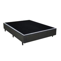 Base Cama Box Casal Cinza Sintetico Premium 40x138x188 - Santo Box FR