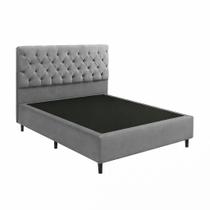 Base Cama Box Casal Com Cabeceira Cinza 138x188cm