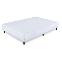 Base Cama Box Casal material sintético Branco Orthocrin Eco 138x188x24 Alto Suporte Pés de Madeira