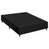 Base Cama Box Casal Pollare 138x188cm Suede Preto - Desk Design