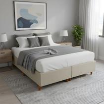 Base Cama Box Casal Queen Bipartida 158x198x37 Cor Bege