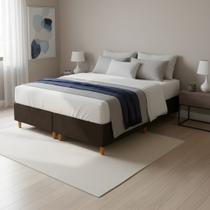 Base Cama Box Casal Queen Bipartida 158x198x37 Cor Marrom Base Cama Box Casal Queen Bipartida 158x198x37 Cor Marrom