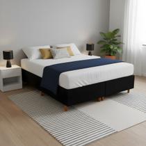 Base Cama Box Casal Queen Bipartida 158x198x37 Cor Preta Base Cama Box Casal Queen Bipartida 158x198x37 Cor Preta
