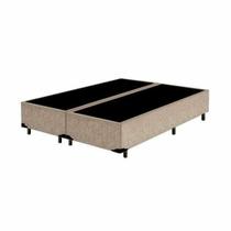 Base Cama Box Casal Suede Bege Bipartido 138X188X40