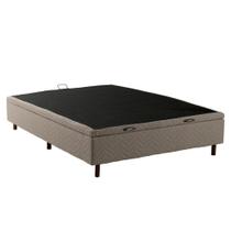 Base Cama Box com Baú Casal Cloud Estrutura em Madeira Linho Fendi com Abertura Frontal Kappesberg Base Cama Box com Baú Casal Cloud Estrutura em Madeira Linho Fendi com Abertura Frontal Kappesberg