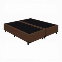 Base Cama Box King Bipartido Marrom Suede 40x192x203 - Santo Box FR Base Cama Box King Bipartido Marrom Suede 40x192x203 - Santo Box FR