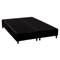 Base Cama Box King Bipartido Preta Sintetico 40x192x203 - Santo Box FR