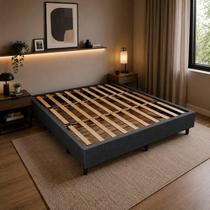 Base Cama Box King Size 190x202 Desmontável Tecido Premium 100% Madeira - Cinza Escuro - Nova Cama Base Cama Box King Size 190x202 Desmontável Tecido Premium 100% Madeira - Cinza Escuro - Nova Cama