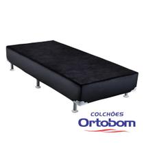 Base Cama Box Ortobom Solteiro Produto Sintético Preto 88x188x20