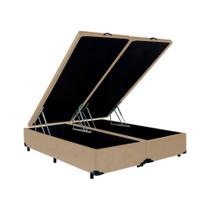 Base Cama Box Premium Queen Bau Multiuso Bege