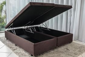 Base Cama Box Queen Baú 45x158x198 Couro Marrom Base Cama Box Queen Baú 45x158x198 Couro Marrom