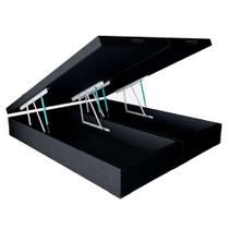 Base Cama Box Queen Baú 45x158x198 Couro Preto Base Cama Box Queen Baú 45x158x198 Couro Preto