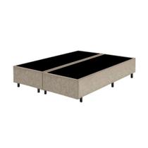 Base Cama Box Queen Bipartido Bege Suede 40x158x198 - Santo Box FR