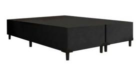 Base Cama Box Queen Bipartido Preta Suede 40x158x198 - Santo Box FR