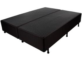 Base Cama Box Queen Bipartido Sintético Preto 158x198cm