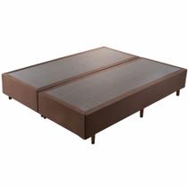 Base Cama Box Queen Hellen Strong largura de 158 cm altura de 38 cm marrom