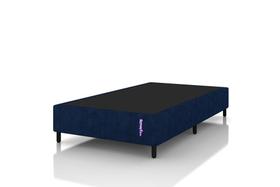 Base Cama Box Solteirão 108x198x25cm Jacquard Azul com Chapa Reforçada Suporte 100kg Estrutura Estável Design Moderno Blue Woven Smartz
