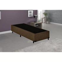 Base Cama Box Solteiro 88x188x42 - Marrom Suede - Fábrica de Tudo