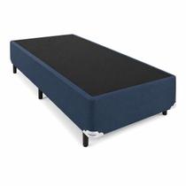 Base Cama Box Solteiro Azul Suede (88x188cm) Base Cama Box Solteiro Azul Suede (88x188cm)