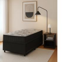 Base Cama Box Solteiro com Baú e Cama Auxiliar cor Preto Base Cama Box Solteiro com Baú e Cama Auxiliar cor Preto