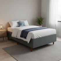 Base Cama Box Solteiro Padrão 88x188x37 Cor Cinza Base Cama Box Solteiro Padrão 88x188x37 Cor Cinza