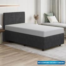 Base Cama Box Solteiro Suede Bordado - SkyBox - Sky Box