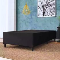 Base Cama Box Solteiro Suede Preta 88x188x40 Antiderrapante