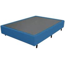 Base Cama Casal 37x138x188cm Suede Cor Azul Base Cama Casal 37x138x188cm Suede Cor Azul