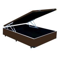 Base Cama Viúva Baú 41x188x128 Blindado Cor Marrom Base Cama Viúva Baú 41x188x128 Blindado Cor Marrom