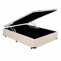 Base Cama Viúva Baú em Veludo 41x188x128cm Blindado Cor Bege Base Cama Viúva Baú em Veludo 41x188x128cm Blindado Cor Bege