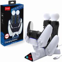 Base Carregador Dock 4 em 1 Compatível com até 2 Controle Manete Playstation 5 e Ps Move com Luz Led