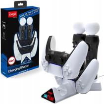 Base Carregador Dock 4 em 1 Compatível com até 2 Controle Manete Playstation 5 e Ps Move Luz Led