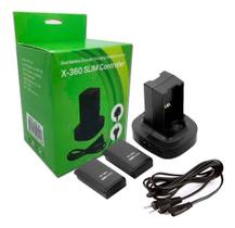 Base Carregador Duplo Bivolt + 2 Baterias Compatível c/ Xbox 360