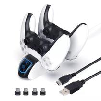 Base Carregador Duplo Estação de Carregamento Rapido Compatível 2 Controles Dualsense Playstation 5 Ps5 Led Base Carregador Duplo Estação de Carregamento Rapido Compatível 2 Controles Dualsense Playstation 5 Ps5 Led