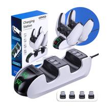 Base Carregador Duplo Estação de Carregamento Rapido Compatível 2 Controles Dualsense Playstation 5 Ps5 Led