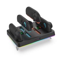 Base Carregadora Suporte Dock Carregador Led RGB para JoyCon Controle Nintendo Switch 2 Ns2
