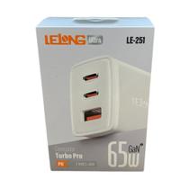 Base carregadora turbo pro 65w 1usb+ 2 tipo c le-251 lelong