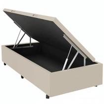 Base com Baú Solteiro 36x88x188 material sintético Cor Bege Base com Baú Solteiro 36x88x188 material sintético Cor Bege