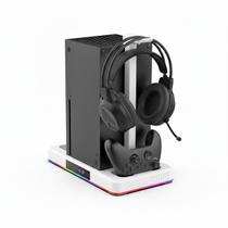 Base Cooler Carregador de Controle com Suporte Fone Luz LED RGB para Xbox Series S e Series X Base Cooler Carregador de Controle com Suporte Fone Luz LED RGB para Xbox Series S e Series X