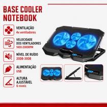 Base Cooler para Notebook 4 Fans LED Azul USB Velocidade Ajustável Silenciosa DELTA-B1142G