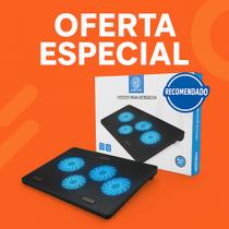 Base Cooler para Notebook com 4 Cooler Silencioso e LED Azul Antiderrapante USB alto resfriamento