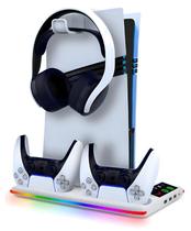 Base Cooler Para Ps5 Pro Slim Fat Suporte Dock Controles Led