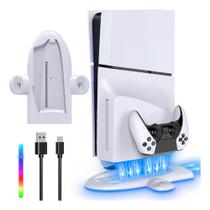 Base Cooler Ventoinha Suporte Compatível com Console Ps5 Slim Carregador Controle Manete Playstation