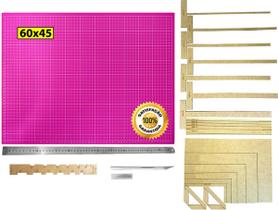 Base Corte 60 Régua Inox 60cm Estilete Gabarito Cartonagem R