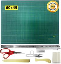 Base Corte 60 Régua Inox 60cm Tesouras Estilete Dobradeiras