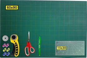 Base Corte 90 Régua 30 Cortador Tesoura Caneta Prendedores.
